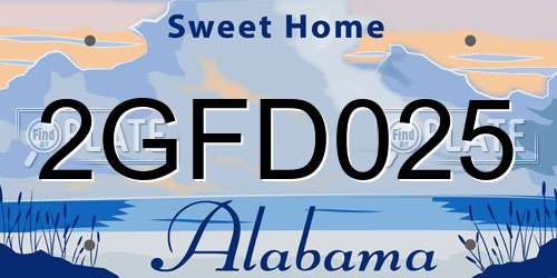 2GFD025 Alabama License Plate
