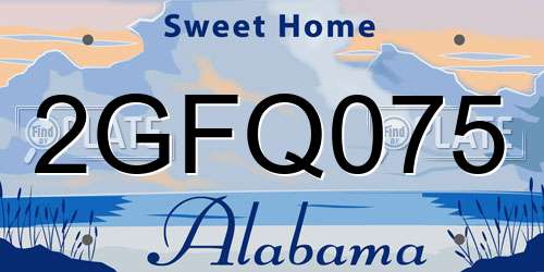 2GFQ075 Alabama License Plate