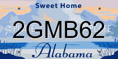 2GMB62 Alabama License Plate