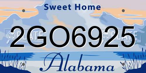 2GO6925 Alabama License Plate