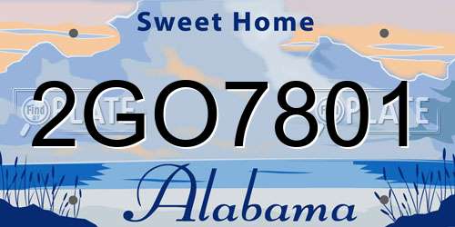 2GO7801 Alabama License Plate