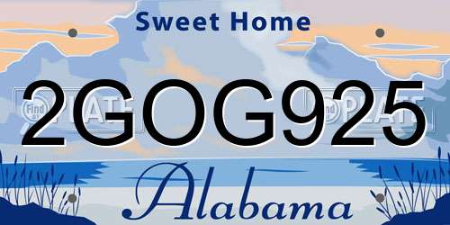 2GOG925 Alabama License Plate