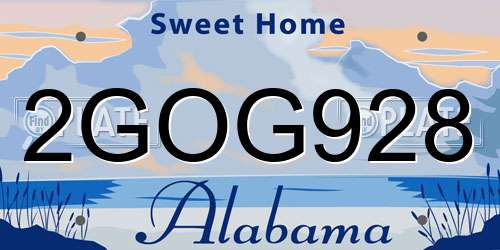 2GOG928 Alabama License Plate