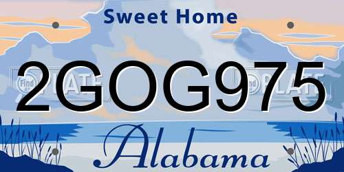 2GOG975 Alabama License Plate