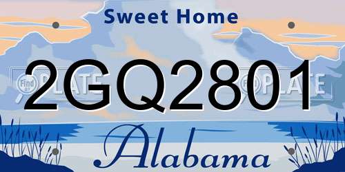 2GQ2801 Alabama License Plate