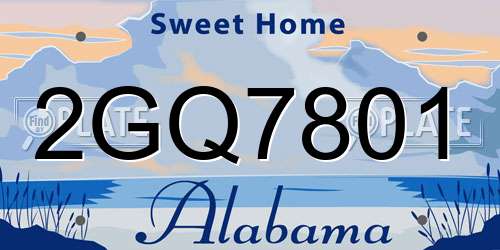 2GQ7801 Alabama License Plate