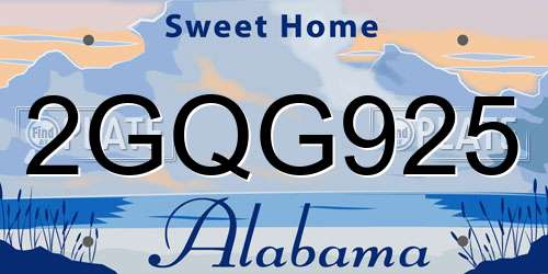 2GQG925 Alabama License Plate