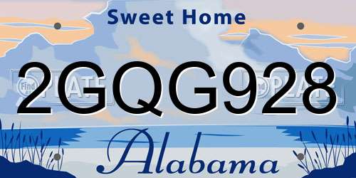 2GQG928 Alabama License Plate
