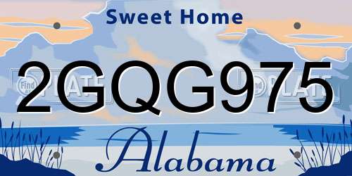 2GQG975 Alabama License Plate