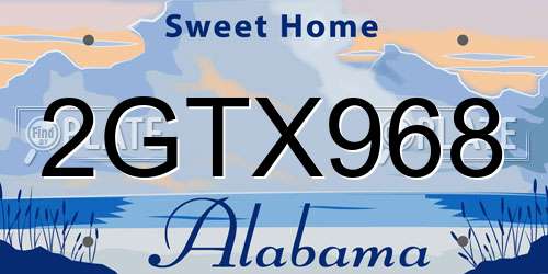 2GTX968 Alabama License Plate