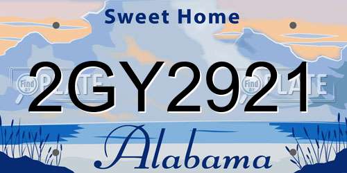 2GY2921 Alabama License Plate