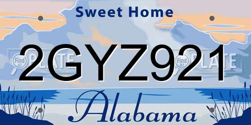 2GYZ921 Alabama License Plate