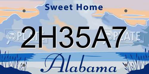 2H35A7 Alabama License Plate