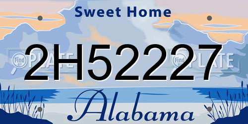 2H52227 Alabama License Plate