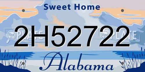 2H52722 Alabama License Plate