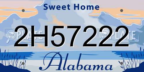2H57222 Alabama License Plate