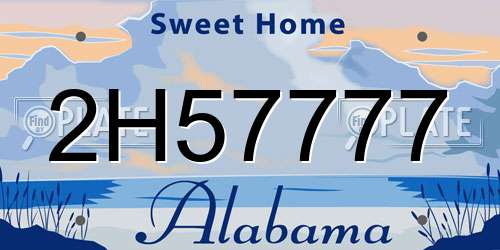 2H57777 Alabama License Plate