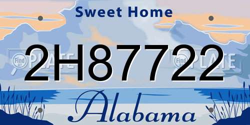 2H87722 Alabama License Plate