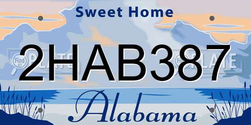 2HAB387 Alabama License Plate