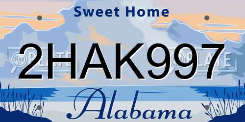 2HAK997 Alabama License Plate
