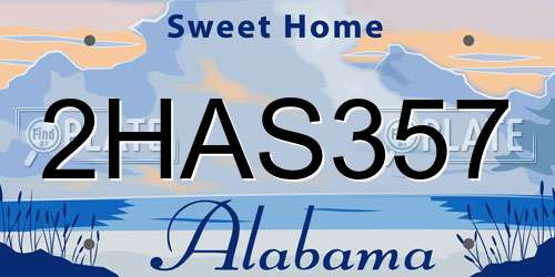 2HAS357 Alabama License Plate