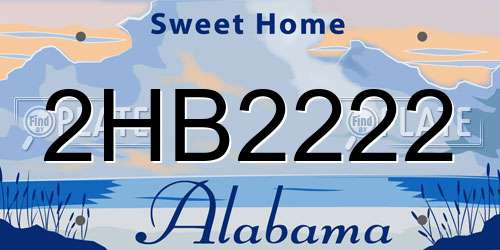 2HB2222 Alabama License Plate