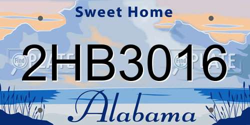 2HB3016 Alabama License Plate