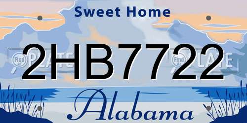 2HB7722 Alabama License Plate