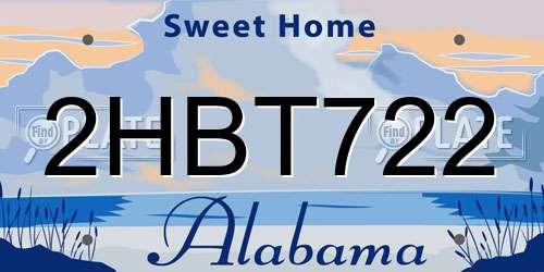 2HBT722 Alabama License Plate