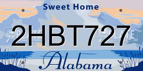2HBT727 Alabama License Plate