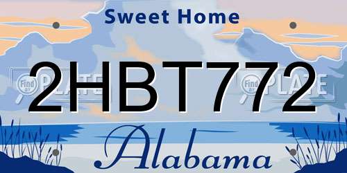 2HBT772 Alabama License Plate