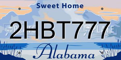 2HBT777 Alabama License Plate