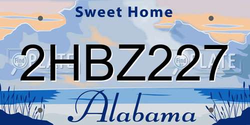 2HBZ227 Alabama License Plate
