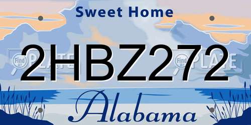 2HBZ272 Alabama License Plate