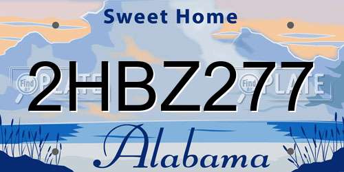 2HBZ277 Alabama License Plate