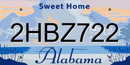 2HBZ722 Alabama License Plate