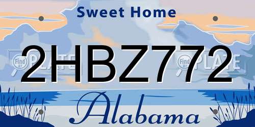2HBZ772 Alabama License Plate