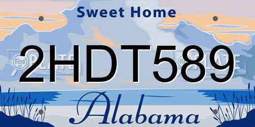 2HDT589 Alabama License Plate