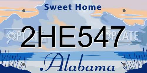 2HE547 Alabama License Plate