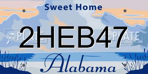 2HEB47 Alabama License Plate