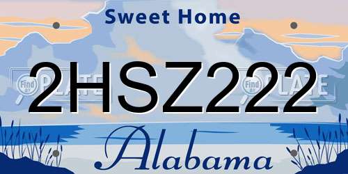 2HSZ222 Alabama License Plate