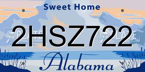 2HSZ722 Alabama License Plate