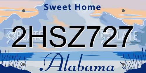 2HSZ727 Alabama License Plate