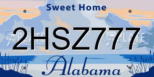 2HSZ777 Alabama License Plate