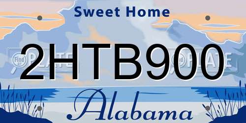 2HTB900 Alabama License Plate