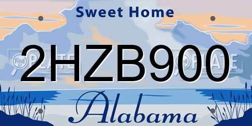 2HZB900 Alabama License Plate
