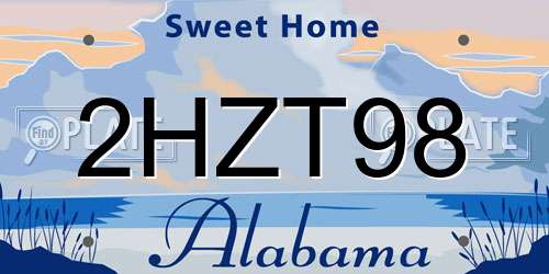 2HZT98 Alabama License Plate