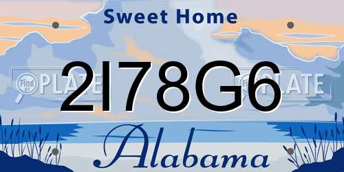 2I78G6 Alabama License Plate