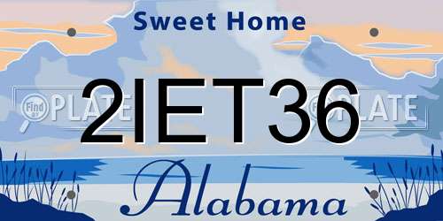 2IET36 Alabama License Plate