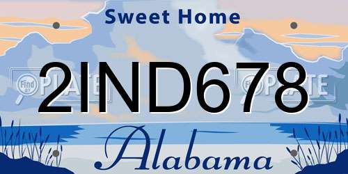2IND678 Alabama License Plate
